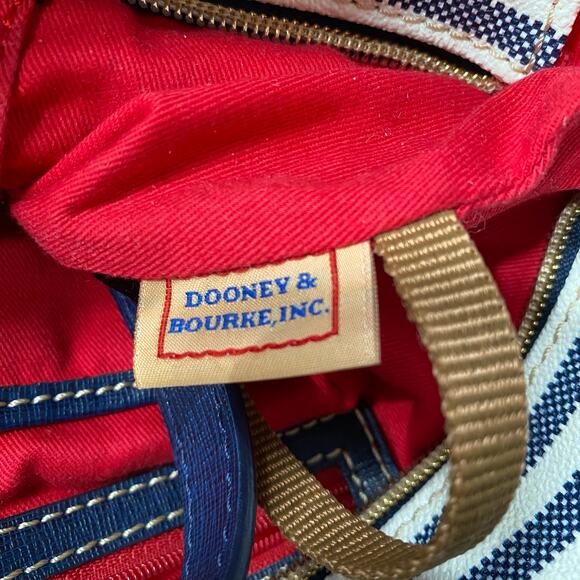 Dooney & Bourke Waverly Shopper Tote Striped Zippered Navy Red Handbag Purse - Picture 14 of 15